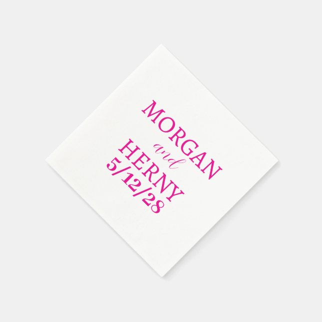 CUSTOMIZED NAME STYLISH MODERN WHITE WEDDING NAPKIN (Corner)