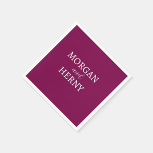 CUSTOMIZED NAME STYLISH MODERN WINE COLOUR WEDDING NAPKIN