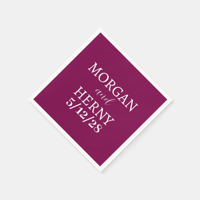 CUSTOMIZED NAME STYLISH MODERN WINE WEDDING NAPKIN (Corner)