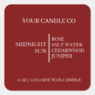 CUSTOMIZED NAME & TEXT Homemade Soy Candle Square Sticker