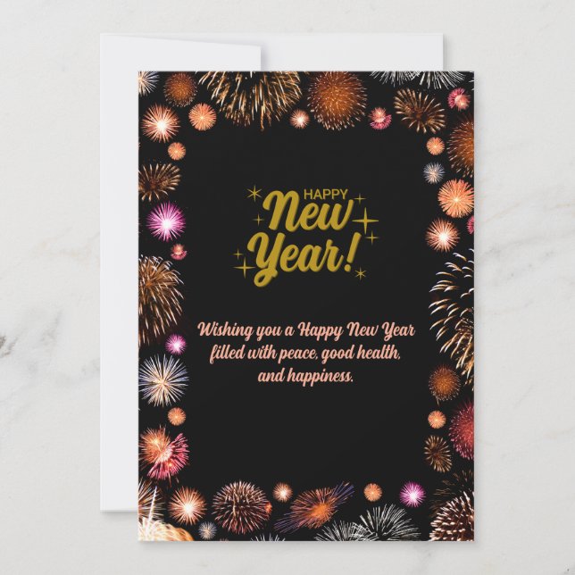 Customized & Personalized Happy New Year Greeting  Holiday Card (Front)