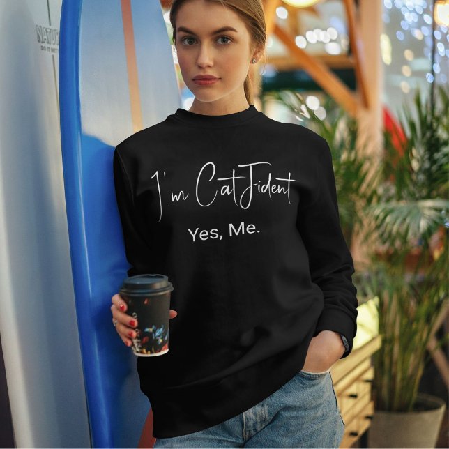 Customized Pet Lover Stylish Script Cat Mom White Sweatshirt (Creator Uploaded)