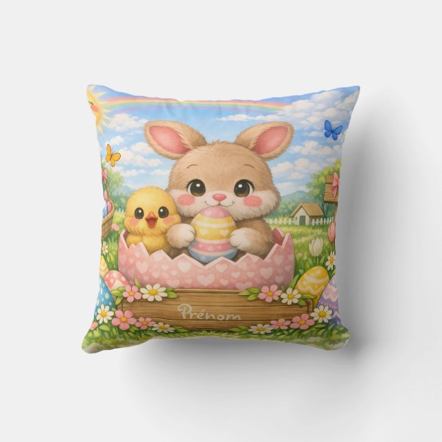 Customized Pillow Name – Bunny and Chick of (Back)