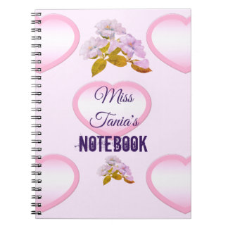 Customized Pink Heart Spiral Notebook