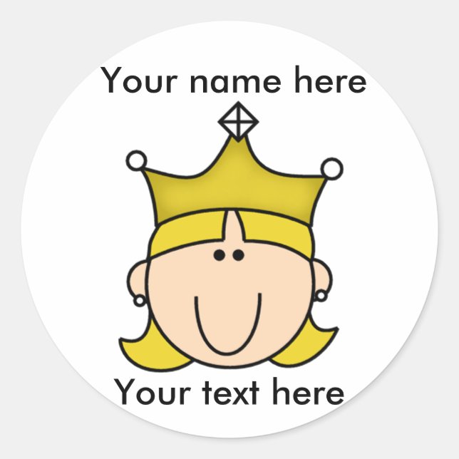 CUSTOMIZED PRINCESS BLOND CLASSIC ROUND STICKER (Front)