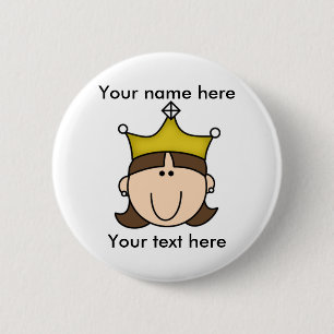 CUSTOMIZED PRINCESS BROWN 6 CM ROUND BADGE