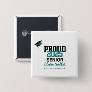 Customized proud school senior graduate 15 cm square badge