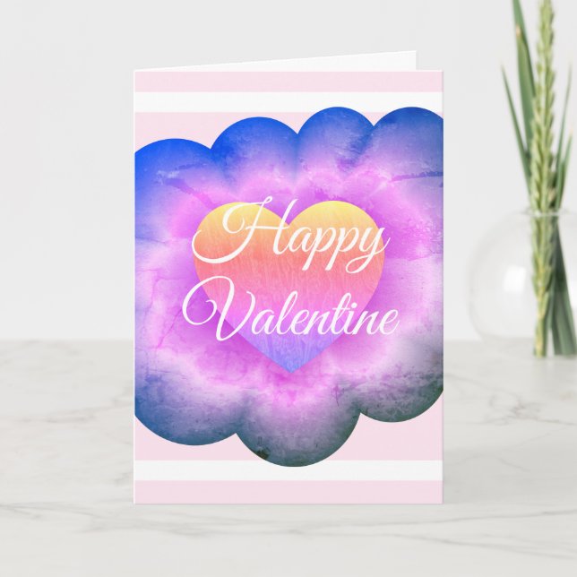 Customized Purple Flower Happy Valentine Card (Front)