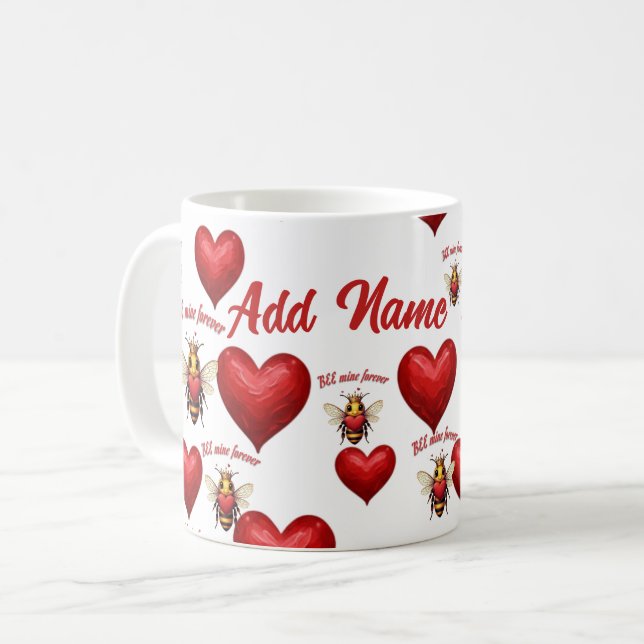Customized Queen Bee of hearts  Coffee Mug (Front Left)
