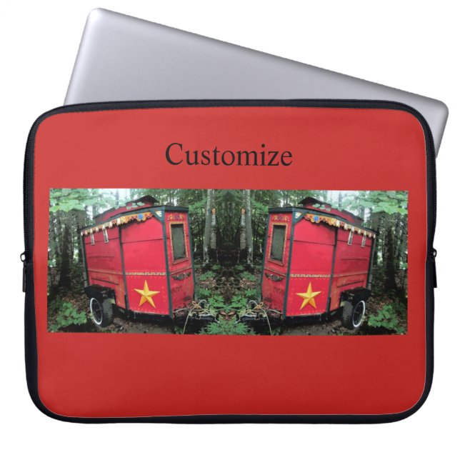 Customized Red Gypsy tiny caravan On caravan  Laptop Sleeve (Front)