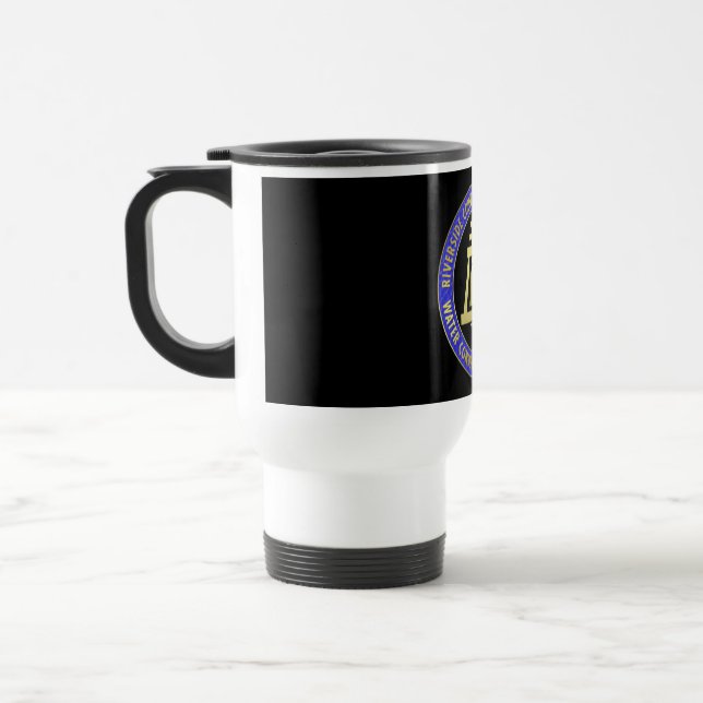 Customized Riverside Flood Control Store Travel Mug (Left)