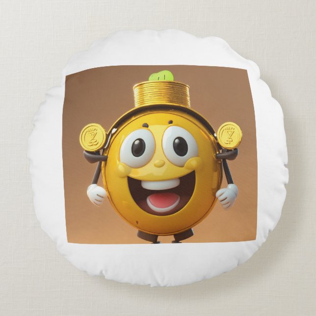 Customized round pillow cover, adding a fun . (Front)