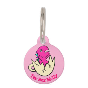 Customized Tea-Rex Pink Pet Tag
