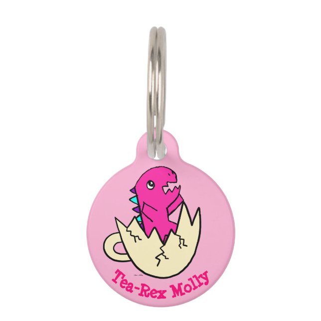 Customized Tea-Rex Pink Pet Tag (Front)