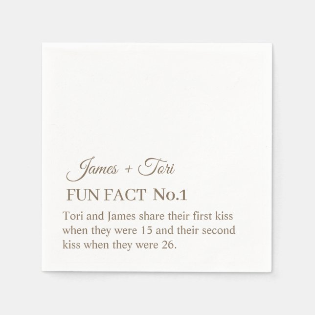 CUSTOMIZED TEXT FUN FACT MODERN STYLISH WEDDING  NAPKIN (Front)