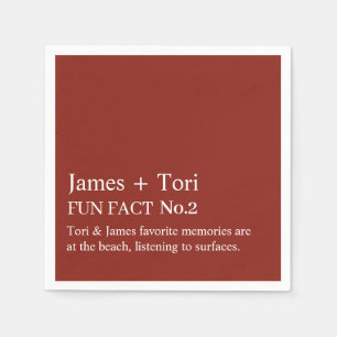 CUSTOMIZED TEXT FUN FACT MODERN STYLISH WEDDING NAPKIN