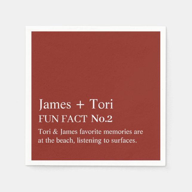 CUSTOMIZED TEXT FUN FACT MODERN STYLISH WEDDING  NAPKIN (Front)