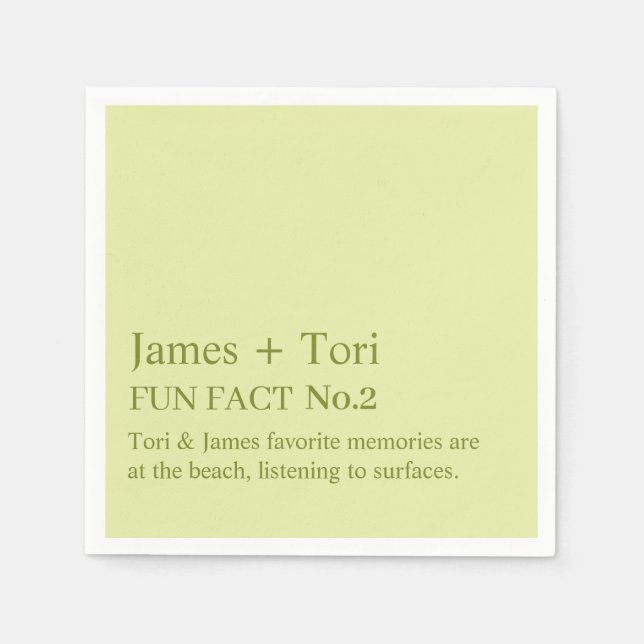 CUSTOMIZED TEXT FUN FACT MODERN STYLISH WEDDING  NAPKIN (Front)
