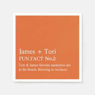 CUSTOMIZED TEXT FUN FACT MODERN STYLISH WEDDING NAPKIN