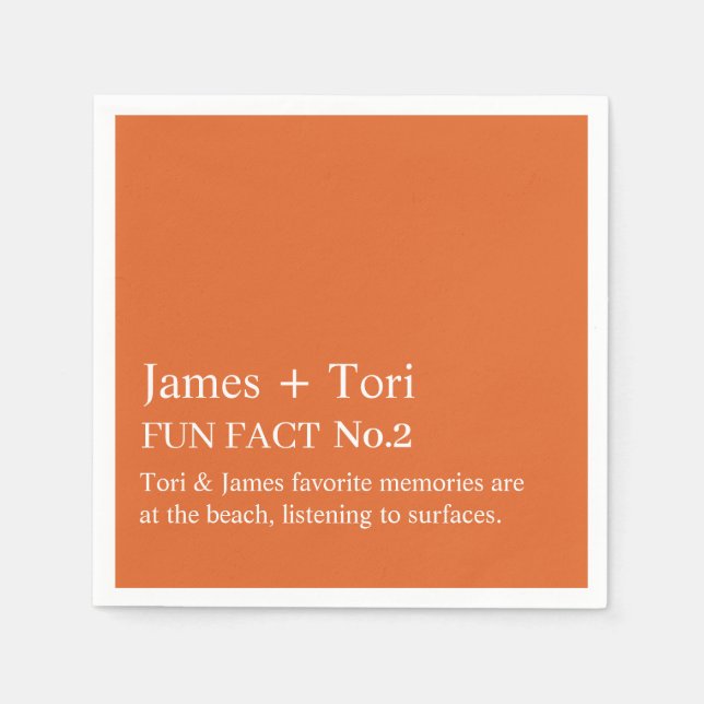 CUSTOMIZED TEXT FUN FACT MODERN STYLISH WEDDING  NAPKIN (Front)