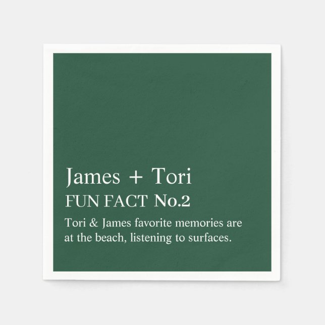 CUSTOMIZED TEXT FUN FACT MODERN STYLISH WEDDING  NAPKIN (Front)