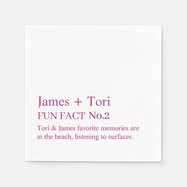 CUSTOMIZED TEXT FUN FACT MODERN STYLISH WEDDING  NAPKIN (Front)