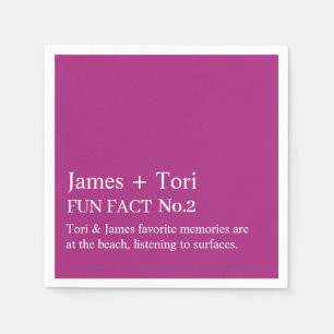 CUSTOMIZED TEXT FUN FACT MODERN STYLISH WEDDING NAPKIN