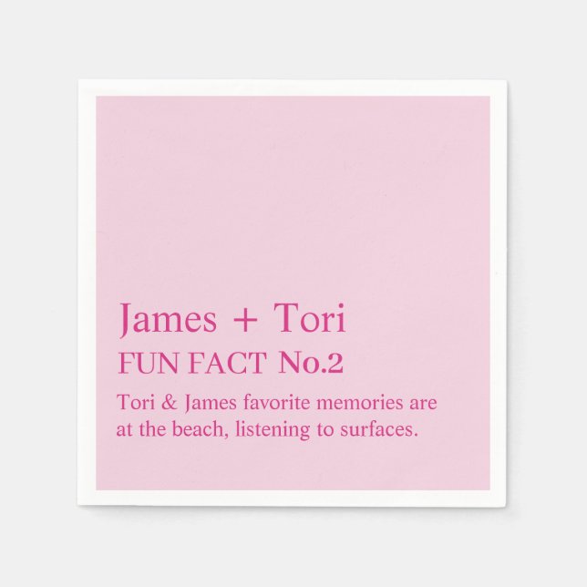 CUSTOMIZED TEXT FUN FACT MODERN STYLISH WEDDING  NAPKIN (Front)