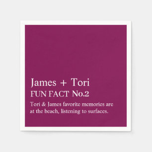 CUSTOMIZED TEXT FUN FACT MODERN STYLISH WEDDING NAPKIN