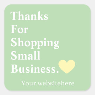 Customized Thank You For Small Business Minimalist Square Sticker
