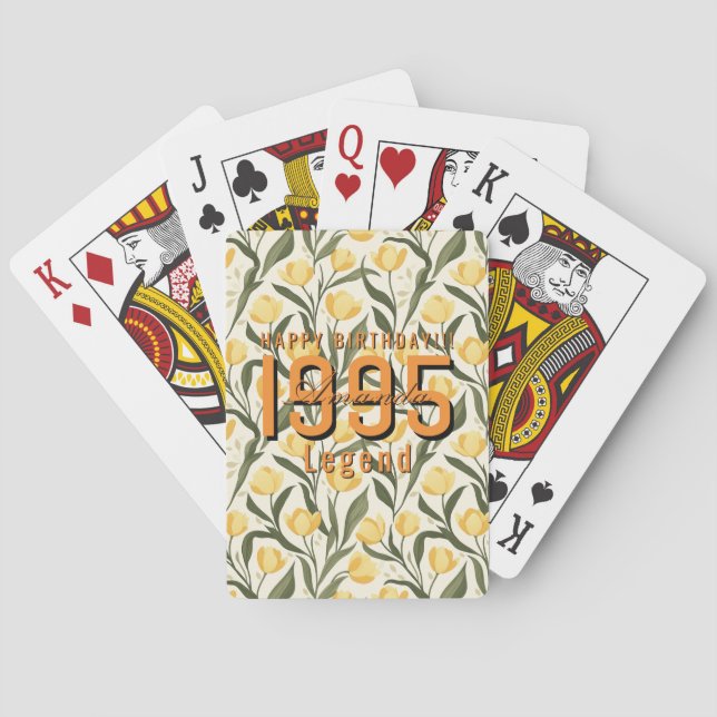 Customized Tulip Flower 80Th Birthday Playing Cards (Back)