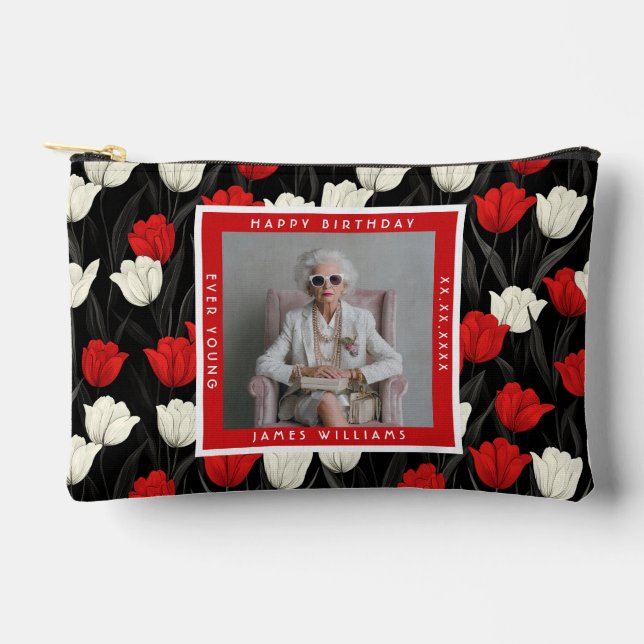 Customized Tulip Flower Garden Birthday Party Accessory Pouch (Front)