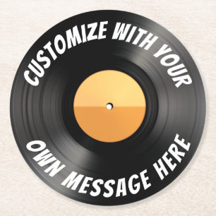 Customized Vinyl Record Round Paper Coaster