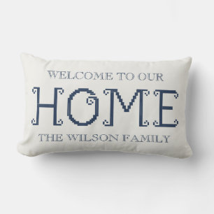 Customized "Welcome to Our Home" with Family Name Lumbar Cushion