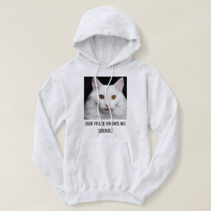 Customized White Cat Ash And Black Text Pet Photo Hoodie