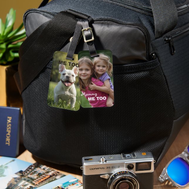 Customized with 2 and text luggage tag (Front & Back)