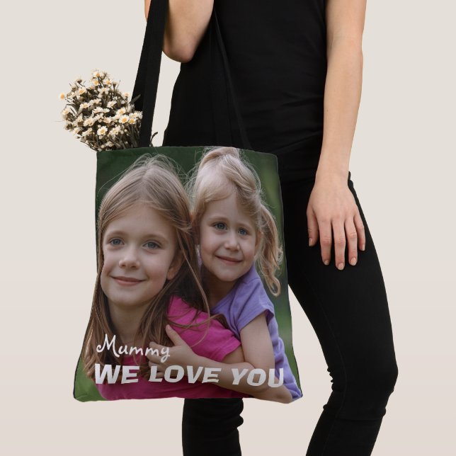 Customized with 2 and text tote bag (Close Up)