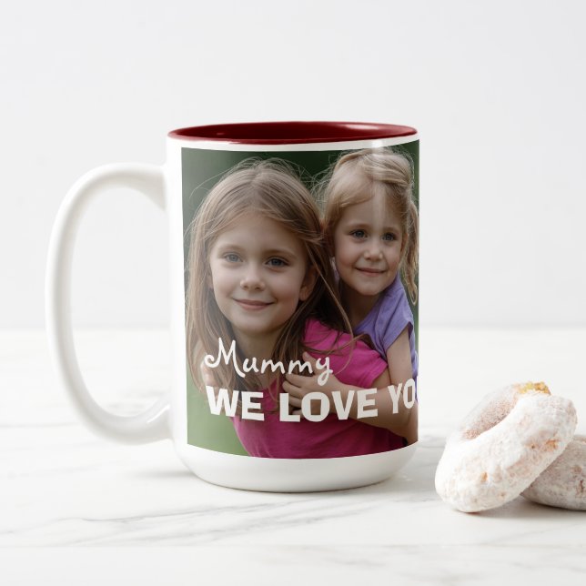 Customized with 2 and text Two-Tone coffee mug (With Donut)