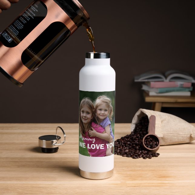 Customized with 2 and text water bottle (Coffee (Rotated))