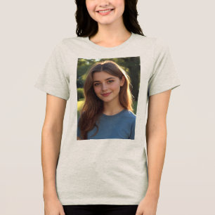 Customized with two photos Tri-Blend shirt
