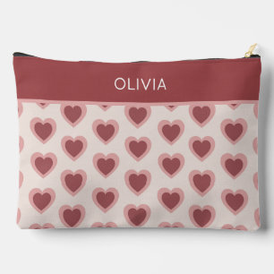 Customized Y2K Heart in Bordeaux Pink Retro Accessory Pouch