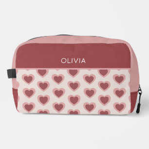 Customized Y2K Heart in Bordeaux Pink Retro Dopp Kit