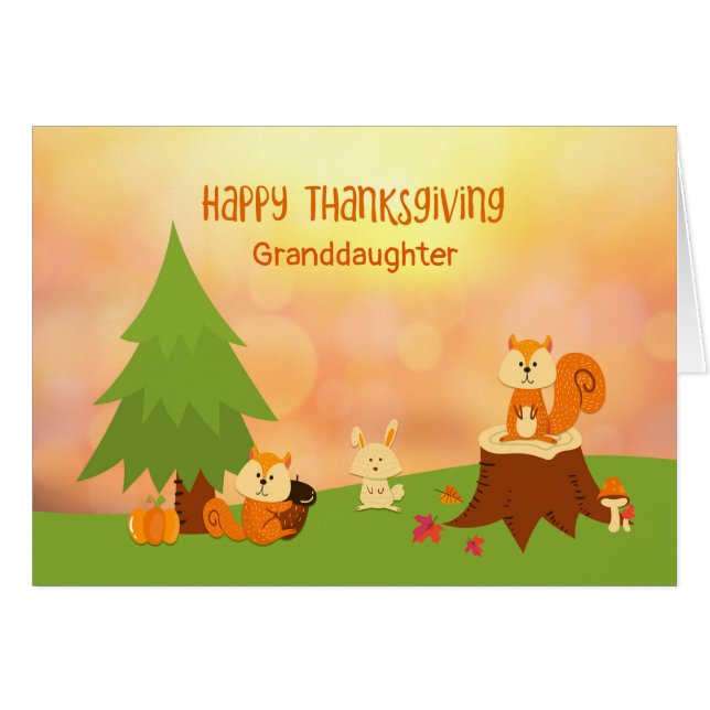 CustomizeThanksgiving Woodland Animals Card (Front Horizontal)
