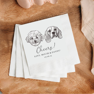 Customn Two Pet Cocktail Napkins Wedding
