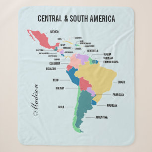 CustomName & Text Central & South America Sherpa Blanket