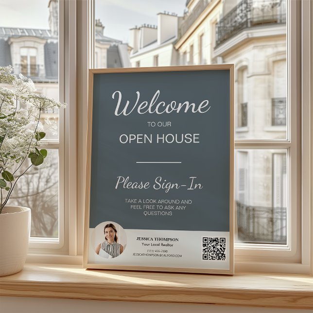 CustomPhoto Real Estate Open House Sign In QR Code Flyer (CustomPhoto Real Estate Open House Sign In QR Code Flyer)