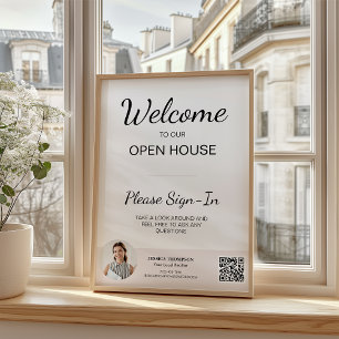 CustomPhoto Real Estate Open House Sign In QR Code Flyer