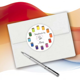 Customze your Sewing, Thimble, Needle and Thread  Classic Round Sticker