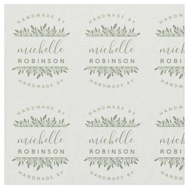 Cut And Sew | Sage Green Botanical Handmade Name Fabric (Close Up)