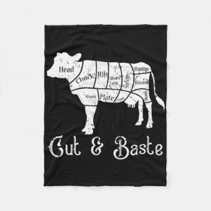 Cut And Ste Cow - Beef Butcher Cuts Of Meat Diagra Fleece Blanket
